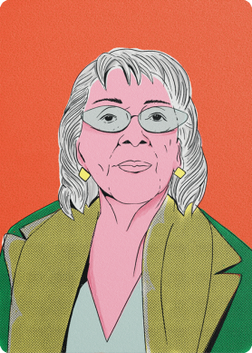 Illustrated portrait of Carmen Herrera.